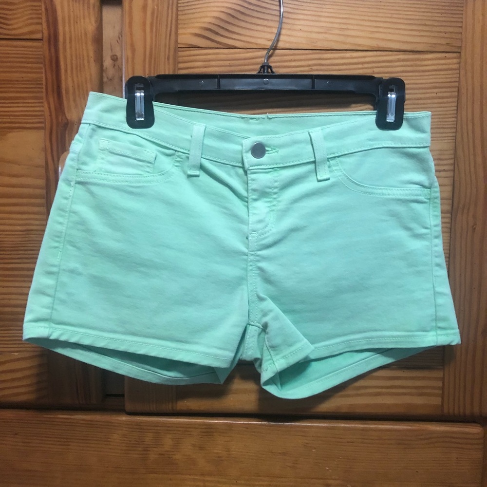 Mint green jean shorts